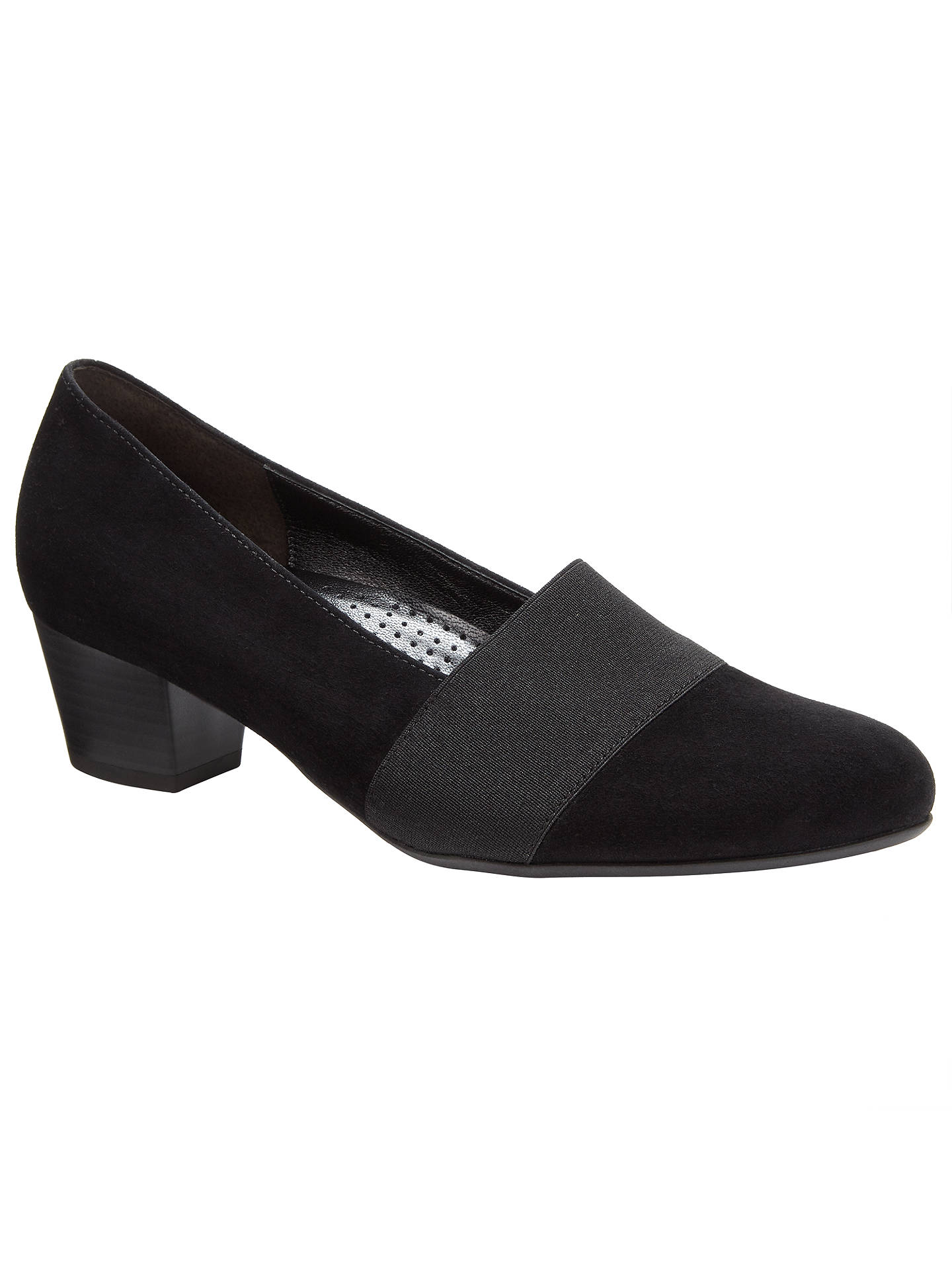 Gabor Sovereign Wide Fit Suede Court Shoes, Black at John Lewis & Partners
