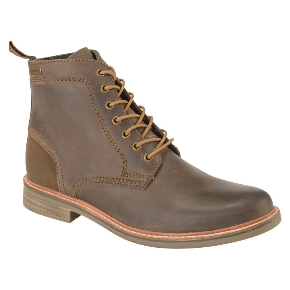 Barbour Byker Leather Boots, Dark Brown 