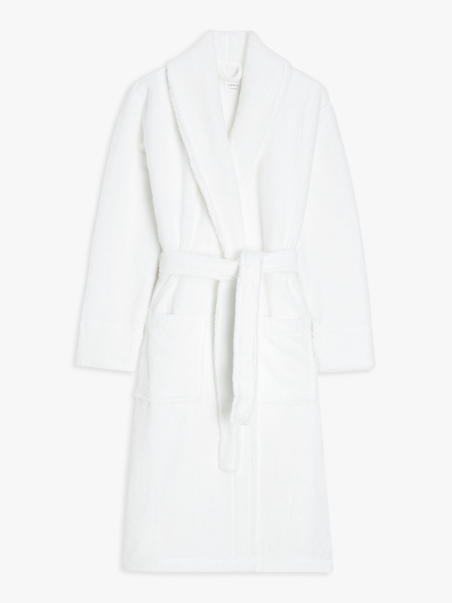 John Lewis Luxury Towelling Robe, White at John Lewis & Partners