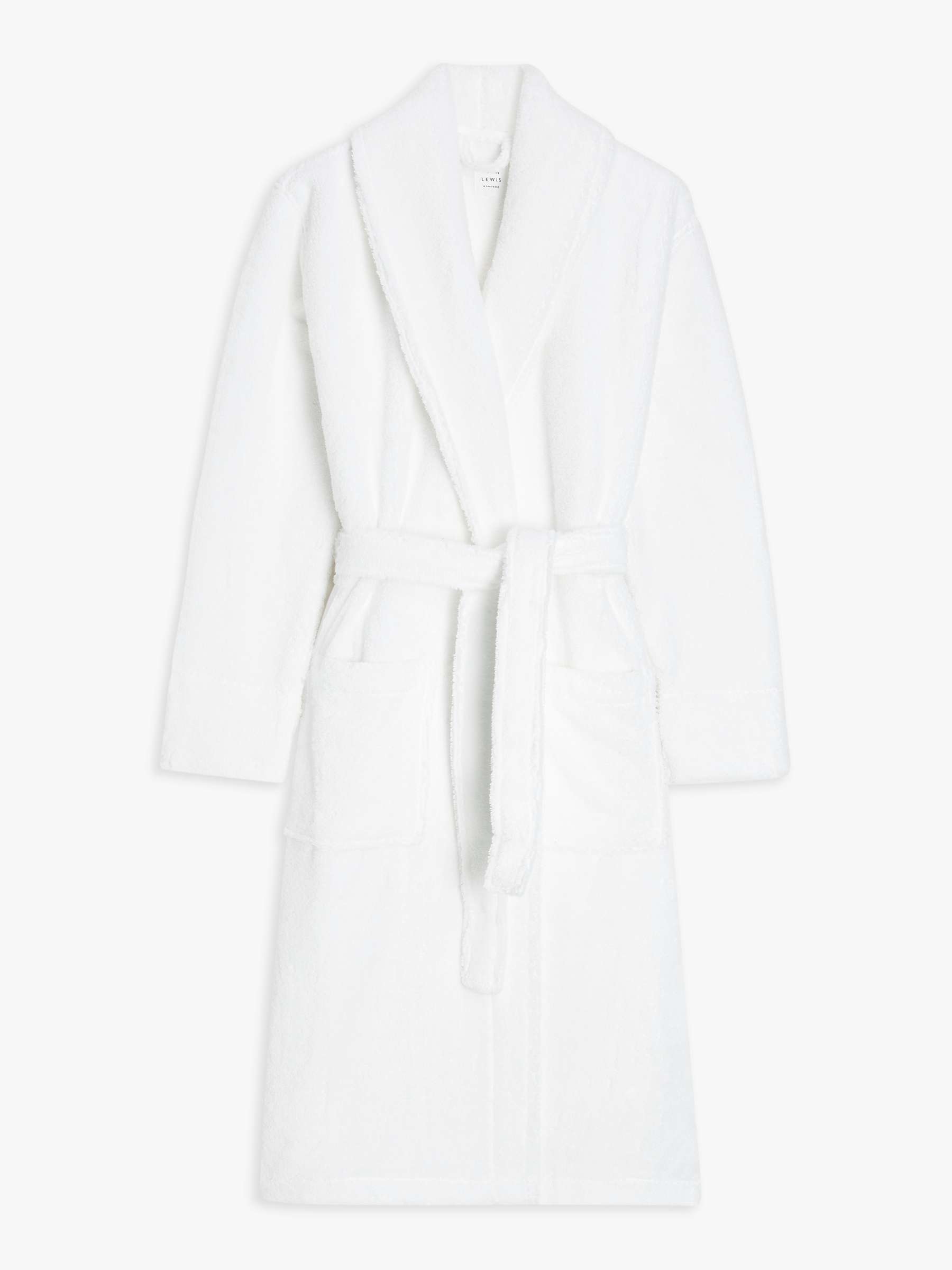 John Lewis Luxury Towelling Robe, White at John Lewis & Partners