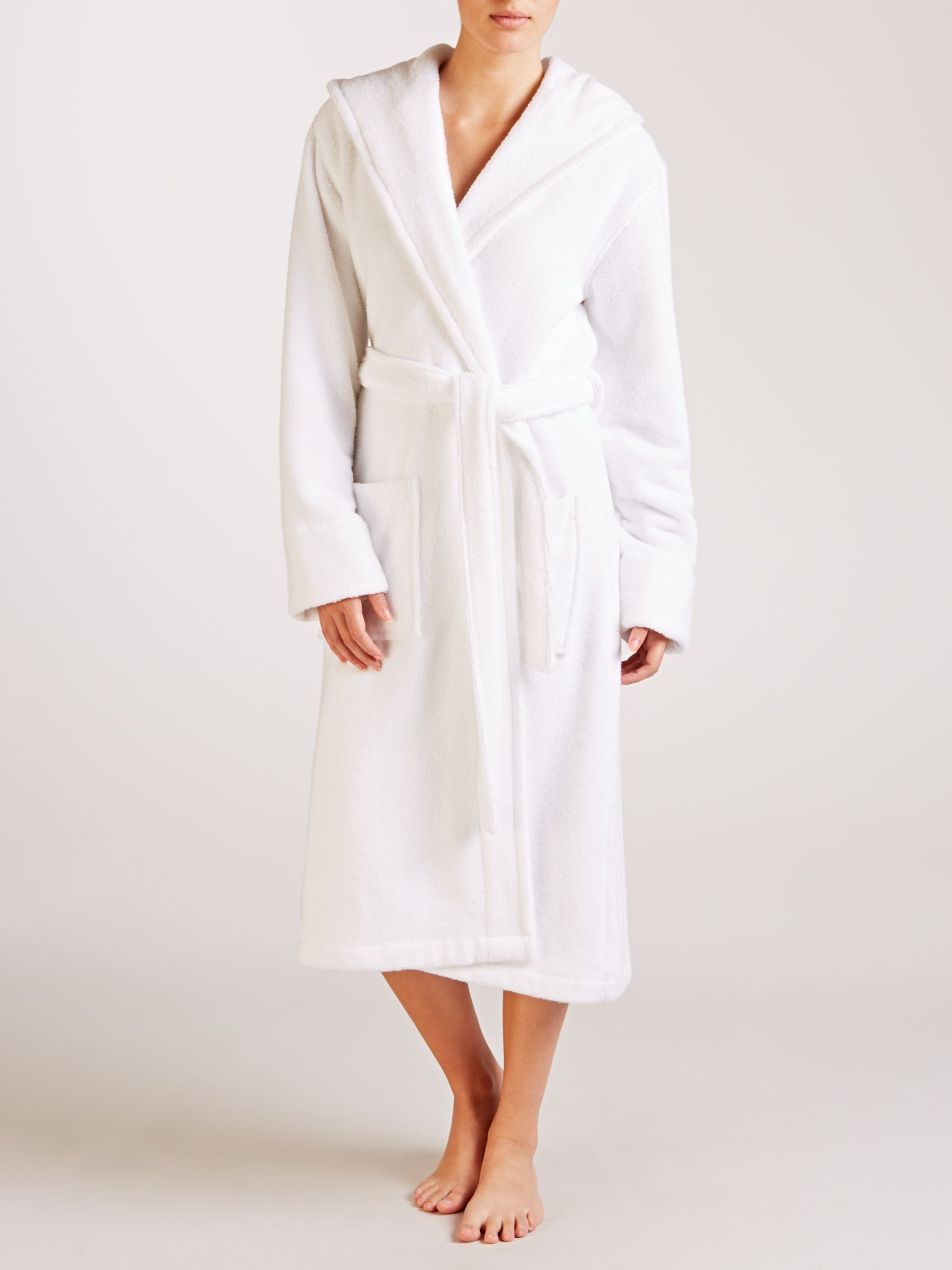 John Lewis Hooded Luxury Towelling Robe, White at John Lewis & Partners