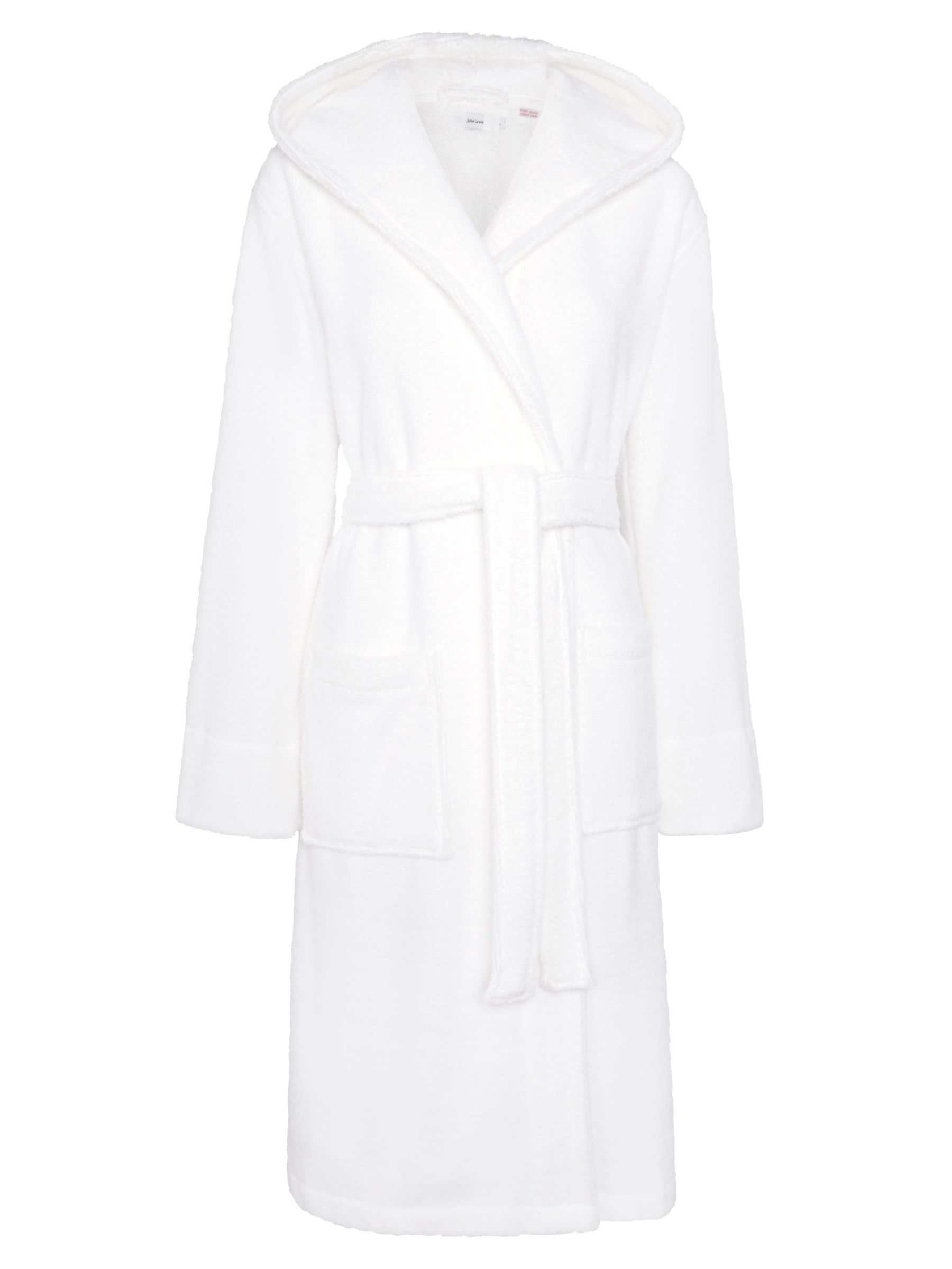 John Lewis Hooded Luxury Towelling Robe, White at John Lewis & Partners