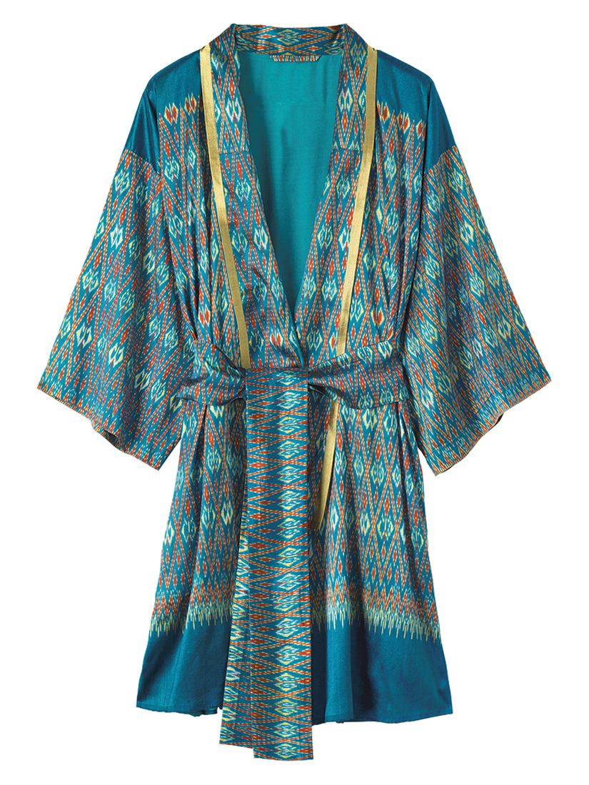 Toast Silk Ikat Kimono Gown, Multi