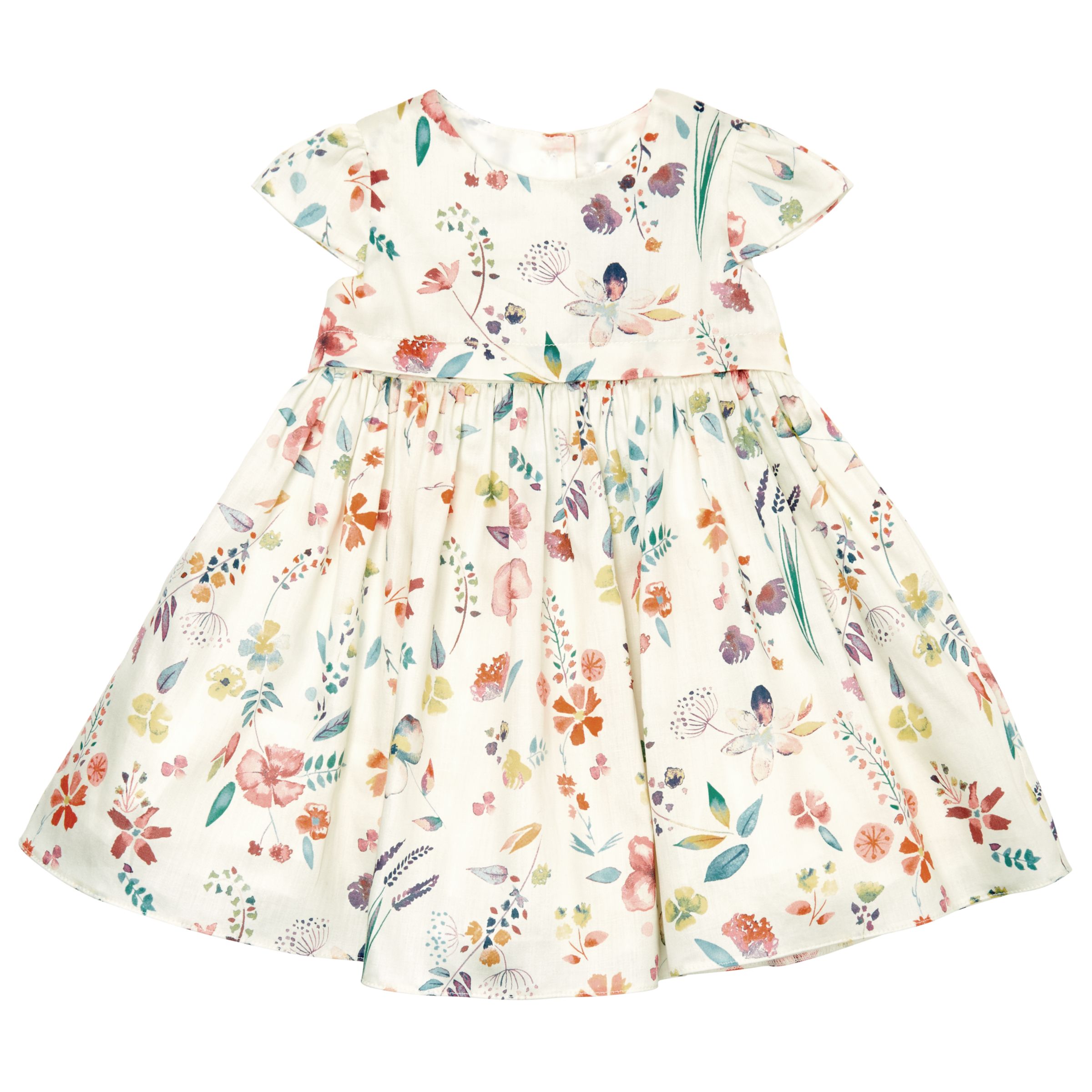 Buy John Lewis Baby's Floral Sateen Dress, Cream/Multi | John Lewis