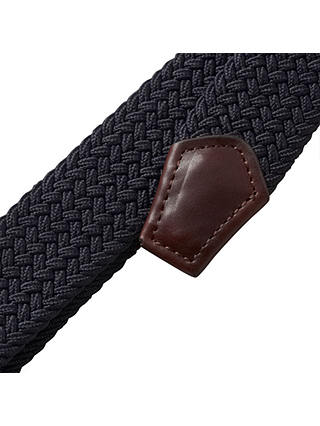 Barbour Webbing Leather Trim Belt, Navy