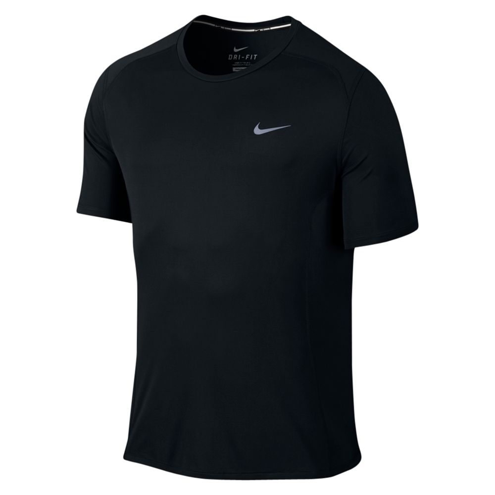 Nike Dri-FIT Miler Running T-Shirt, Black at John Lewis & Partners