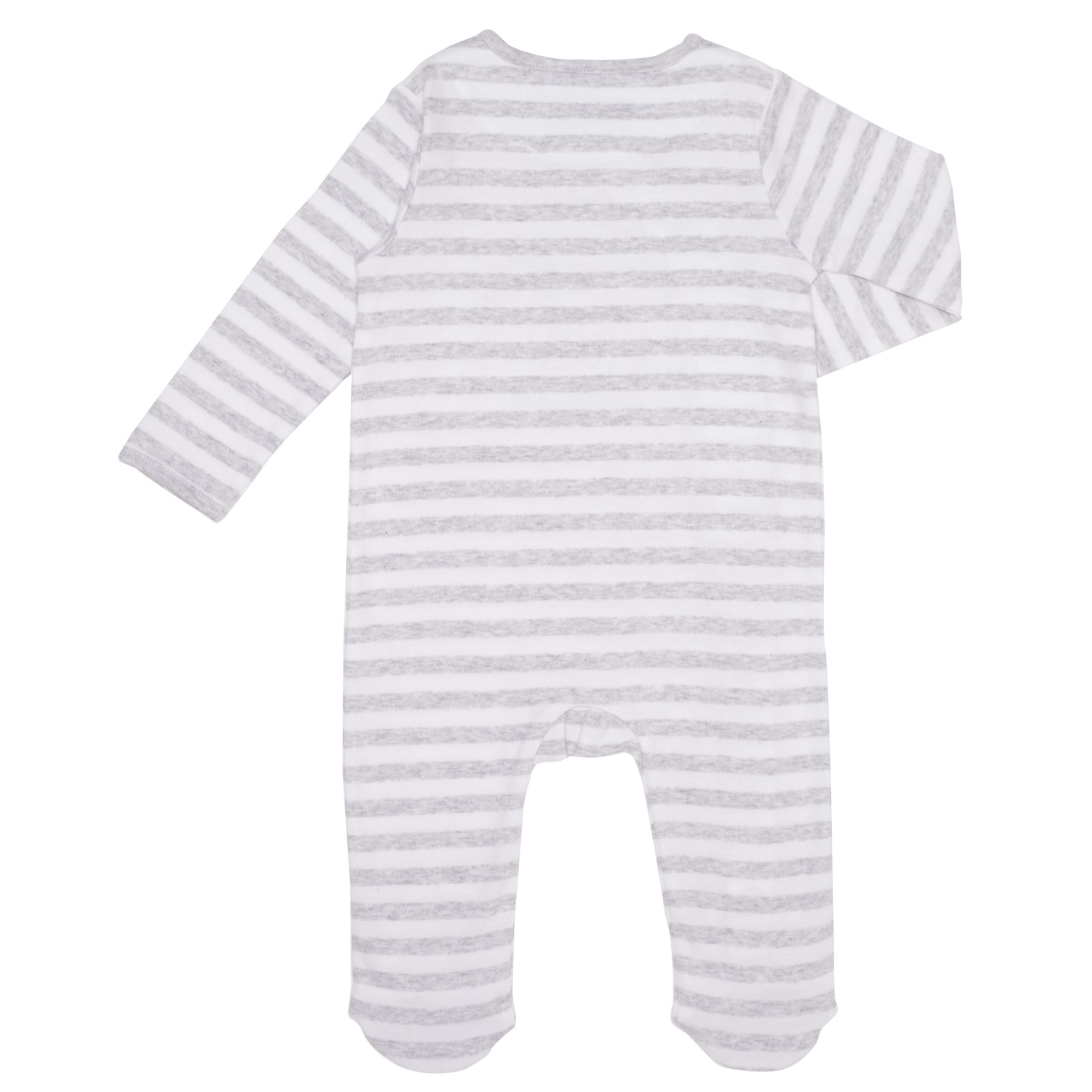 John Lewis & Partners Baby Zebra Sleepsuit, Grey at John Lewis & Partners