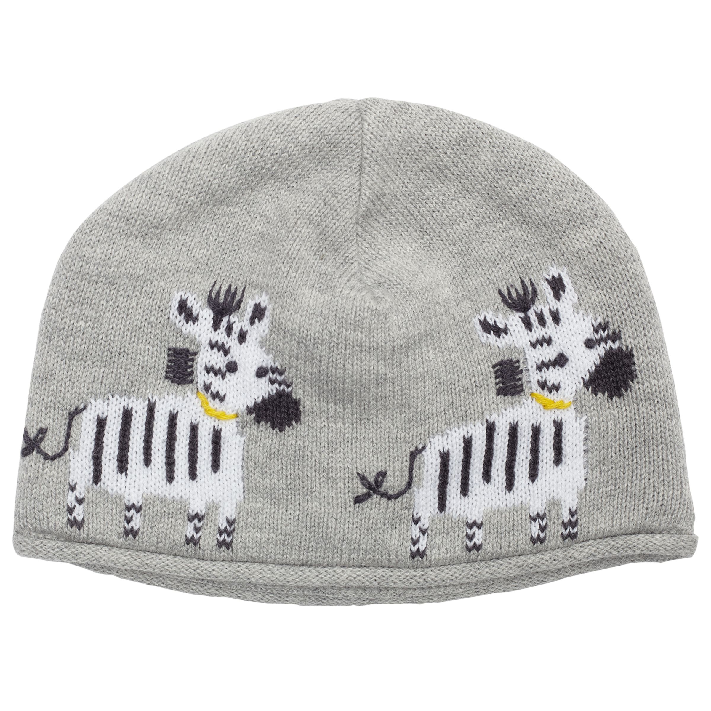 John Lewis & Partners Baby Knitted Zebra Hat, Grey