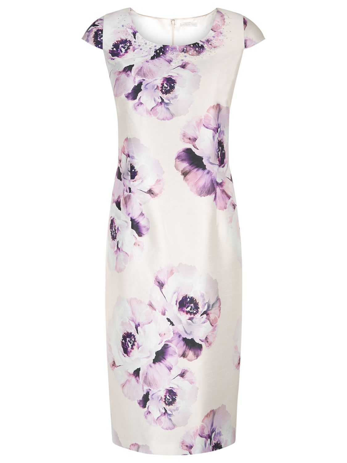 Jacques Vert Print Embellished Dress, Light Pink at John Lewis & Partners