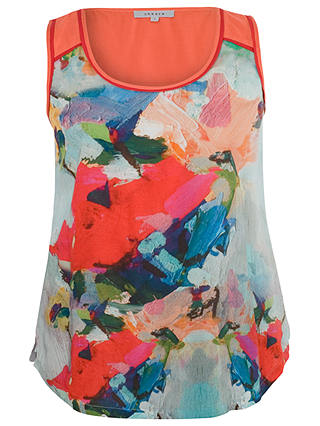 Chesca Contrast Print Top, Sky / Coral