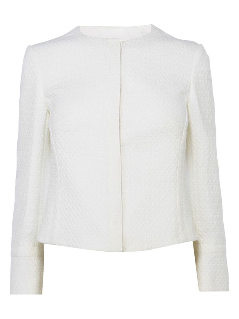 Karen Millen Cotton Pique Tailored Jacket, Ivory at John Lewis & Partners