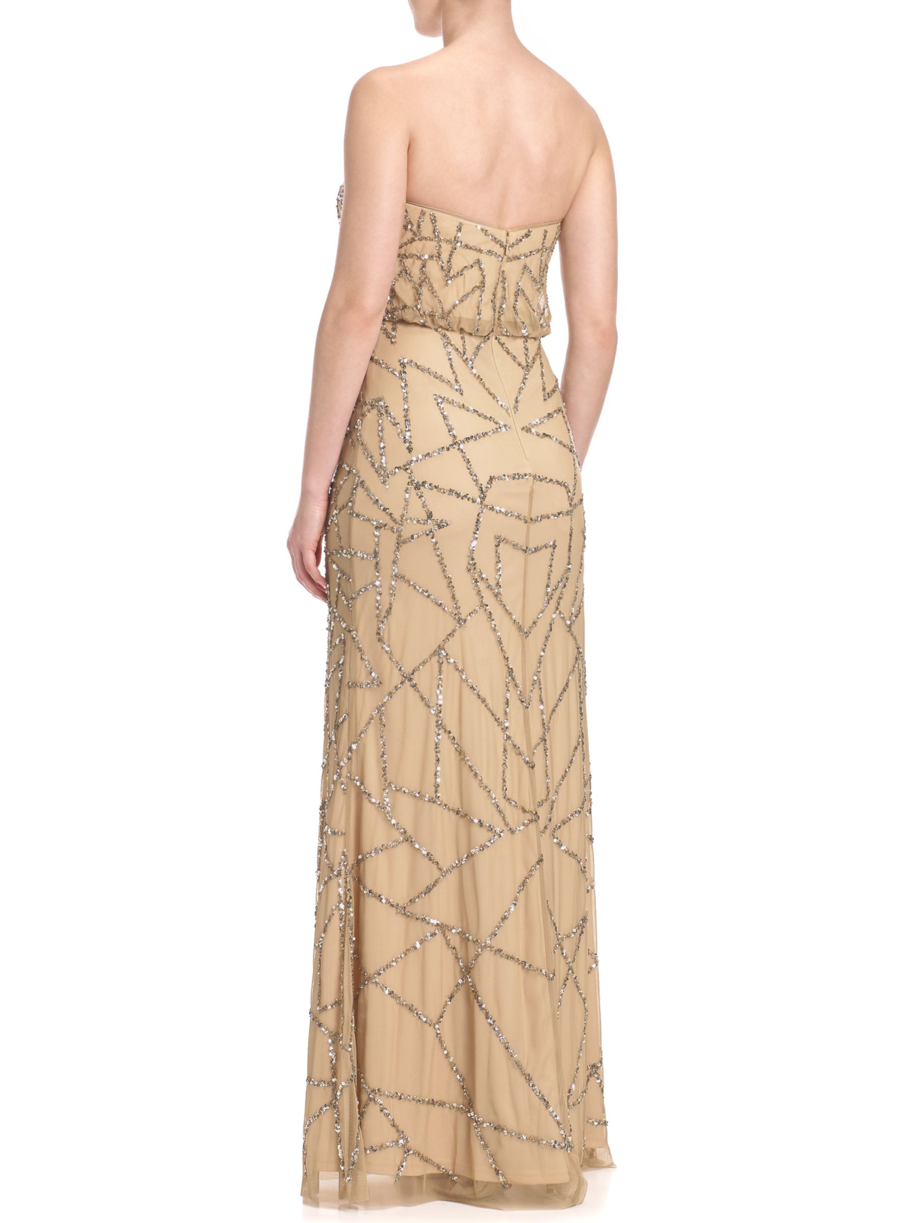 Adrianna Papell Wedding Long Beaded Dress Taupe Pink At
