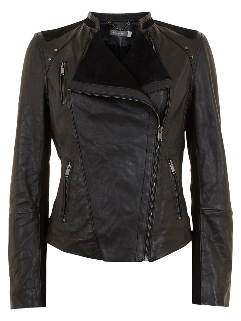 Buy Mint Velvet Leather & Suede Jacket, Black | John Lewis