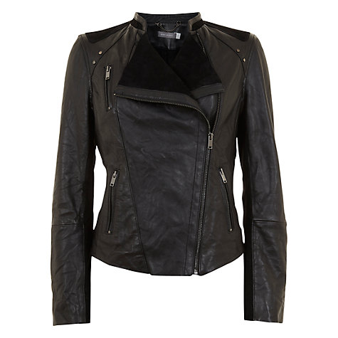 Buy Mint Velvet Leather & Suede Jacket, Black | John Lewis