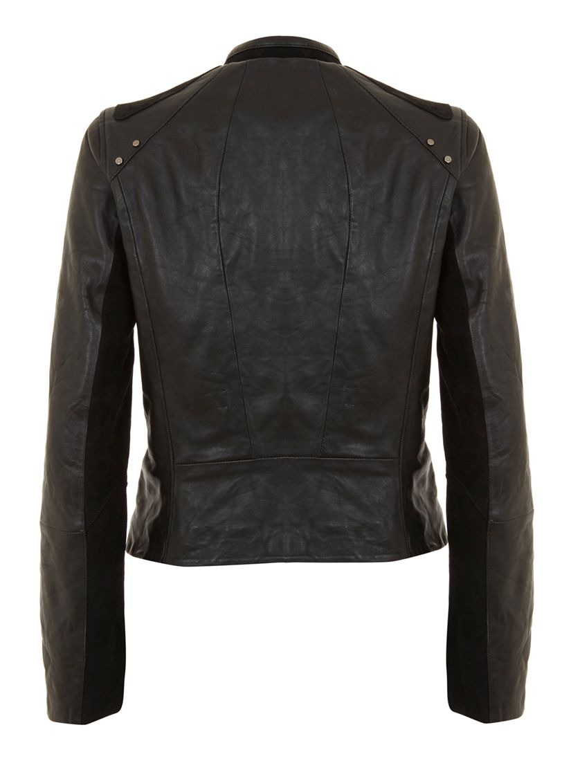 Buy Mint Velvet Leather & Suede Jacket, Black | John Lewis