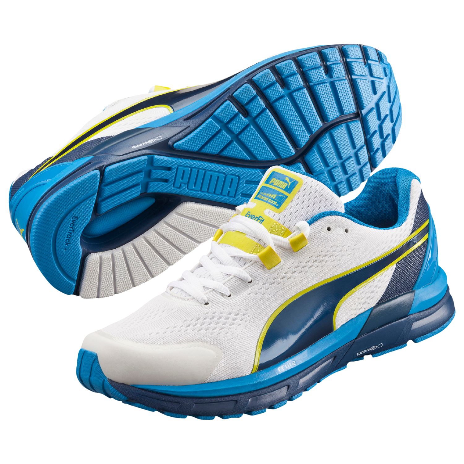 Puma Faas 600 V2 Men's Running Shoes, White/Blue at John Lewis \u0026 Partners