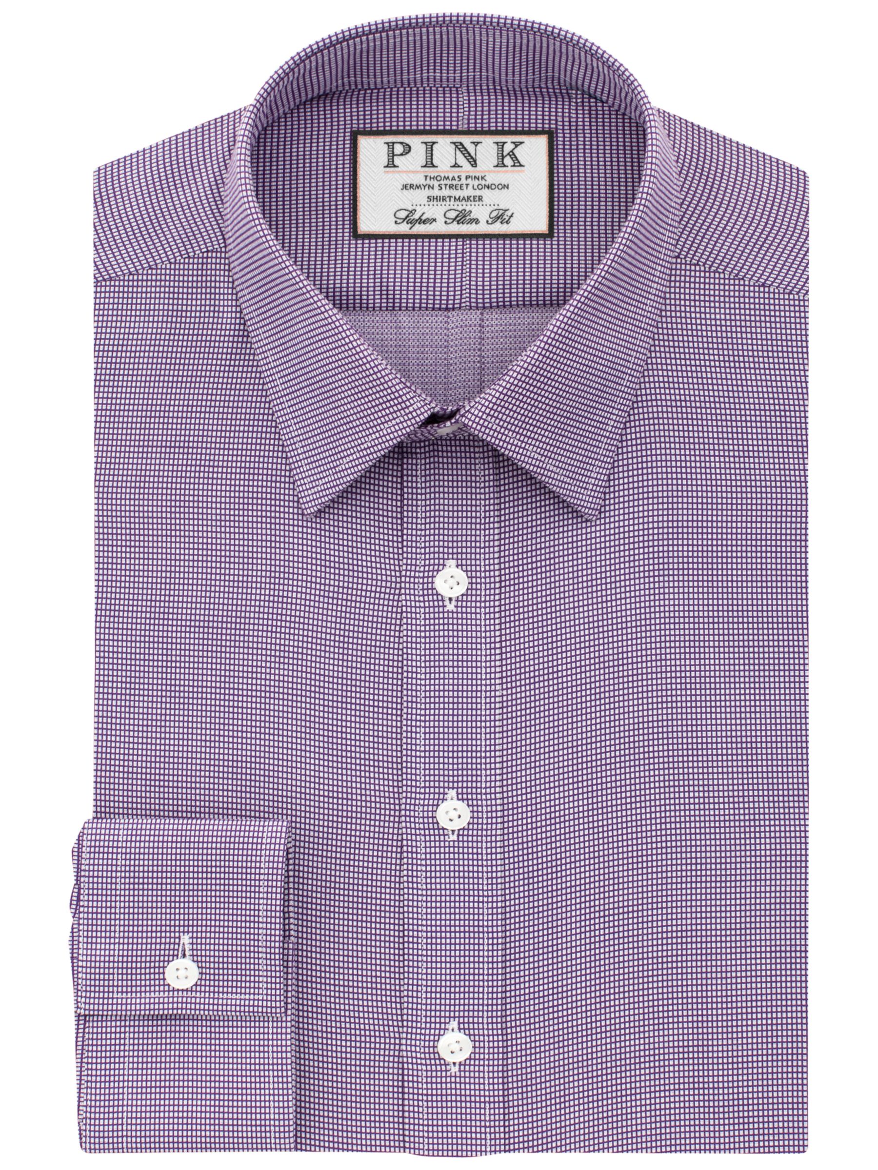 Thomas Pink Hartley Textured Super Slim Fit Shirt, Purple/White, 15