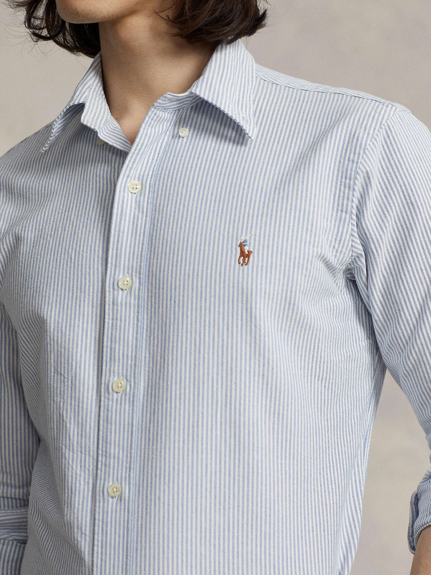 Buy Polo Ralph Lauren Custom Fit Oxford Shirt, Striped Blue/White Online at johnlewis.com