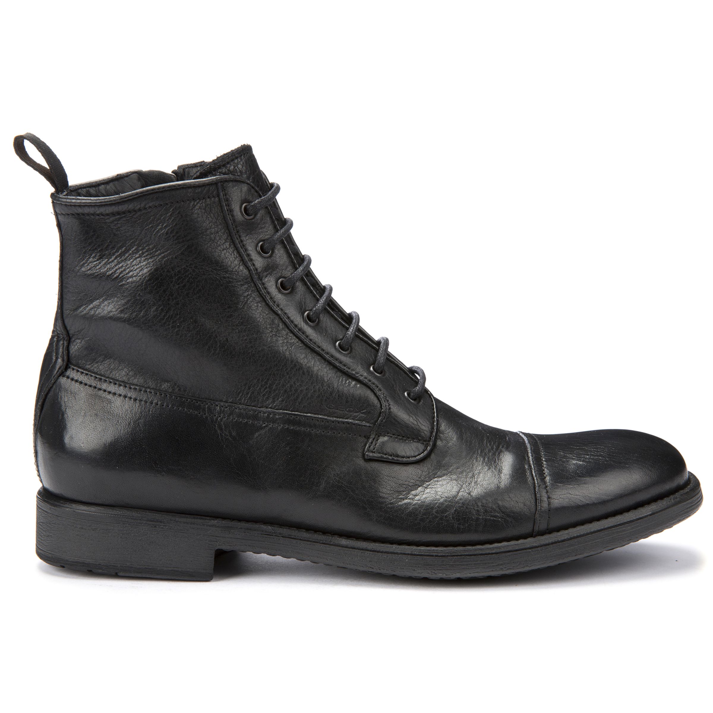 Geox Jaylon Leather Lace Up Boots, Black