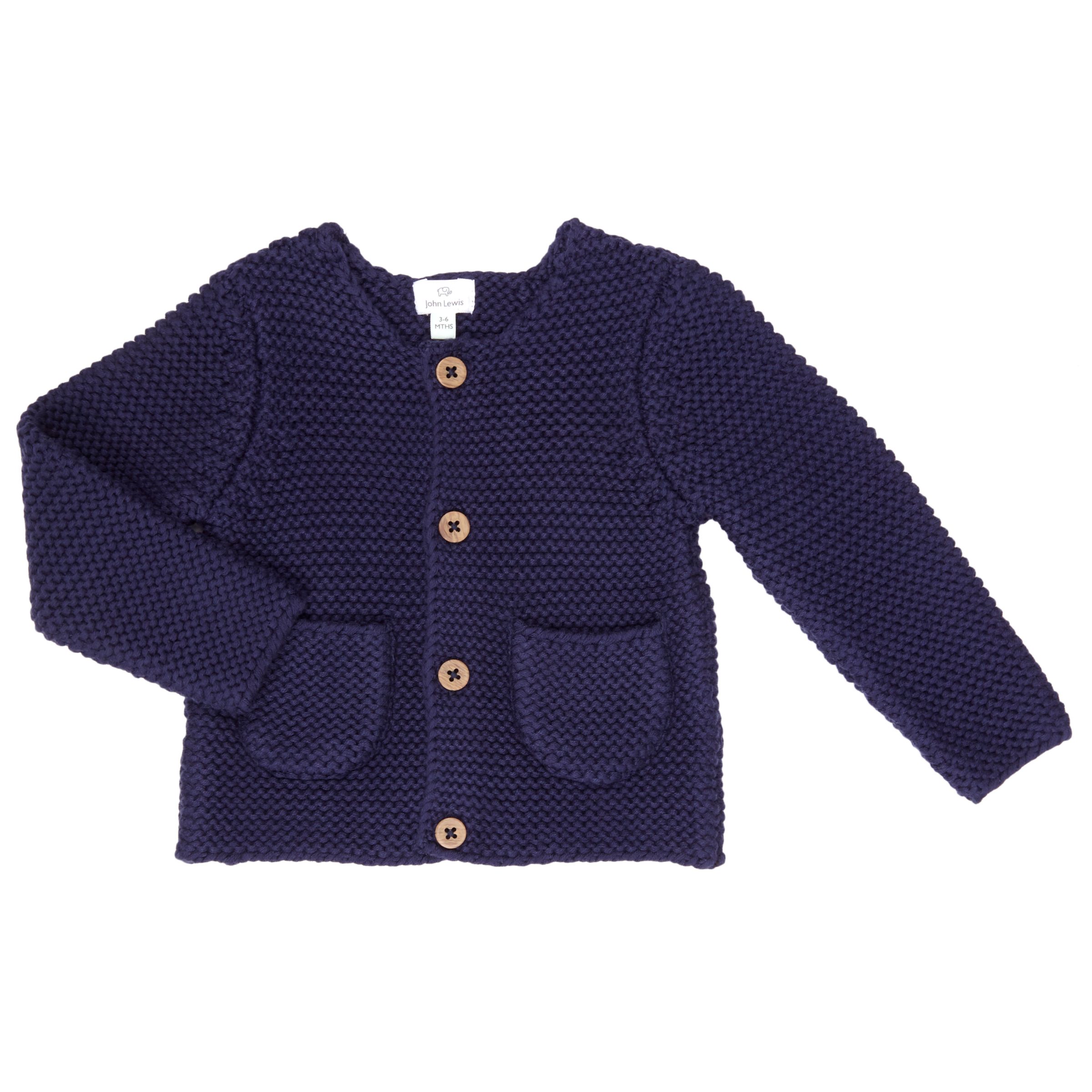 John Lewis & Partners Baby Chunky Knitted Cardigan, Navy