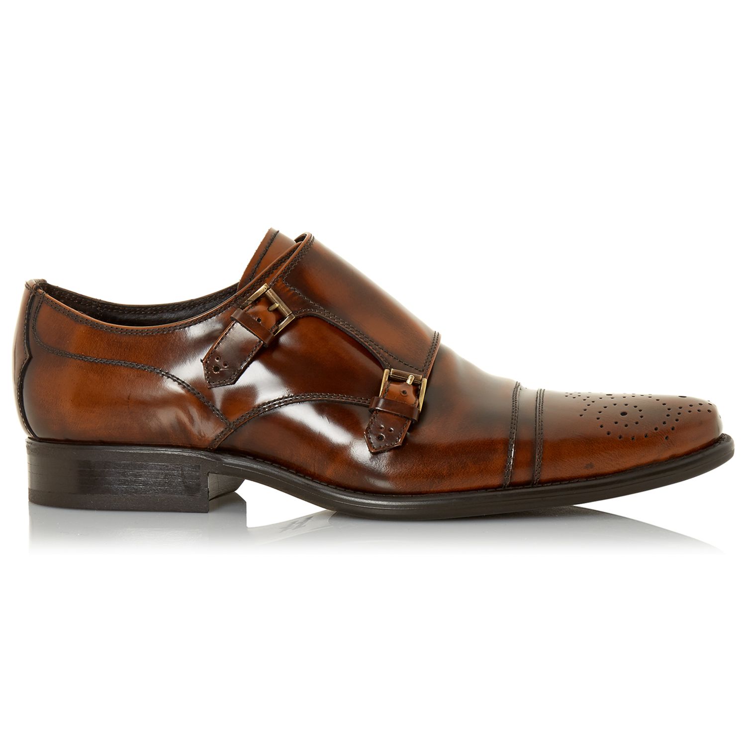 Bertie Reggi Leather Brogue Monk Shoes