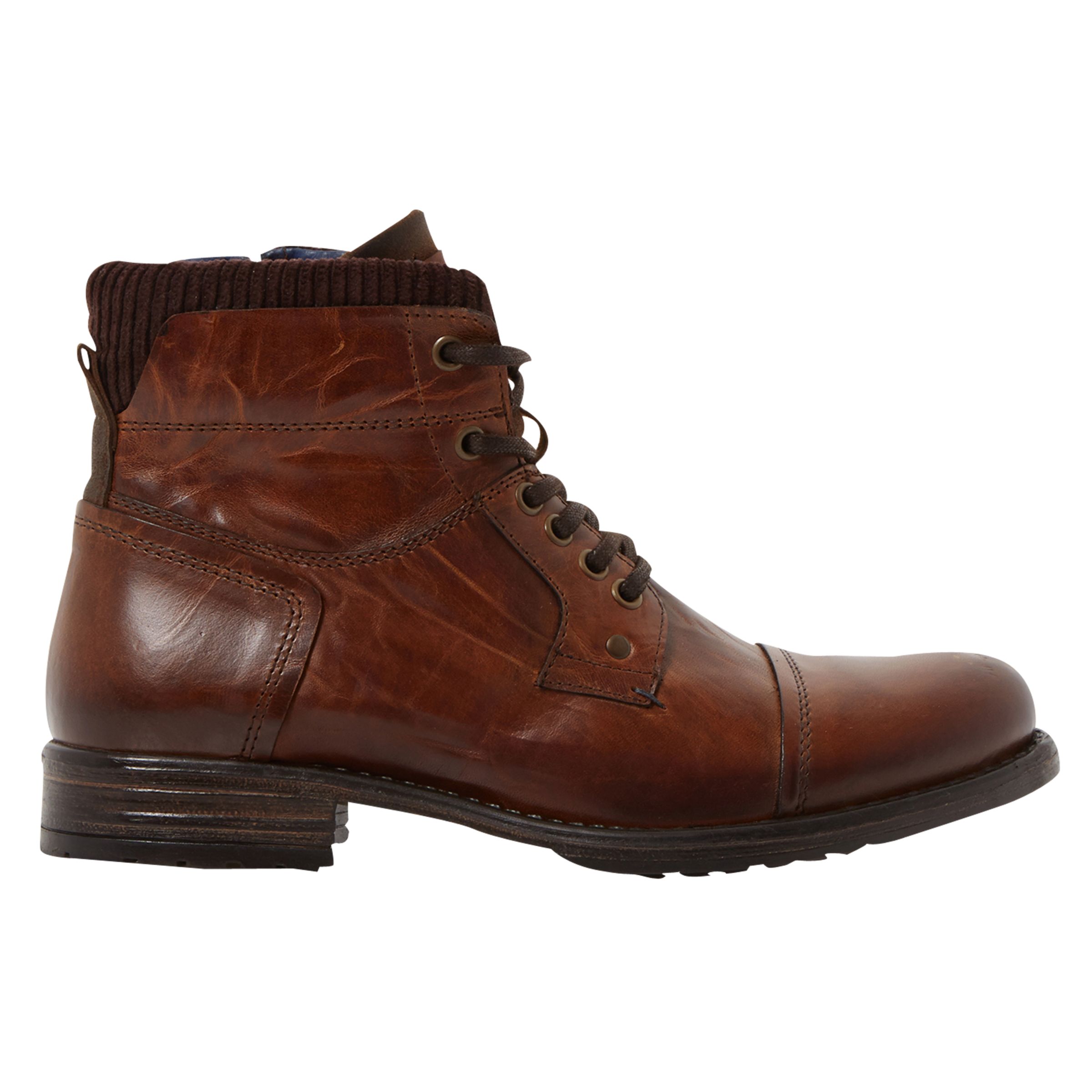 Dune Calabash Leather Lace Up Boots