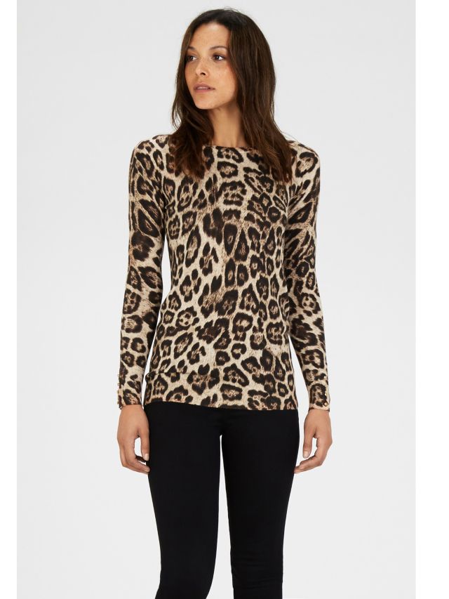 Warehouse grey leopard hot sale print jumper