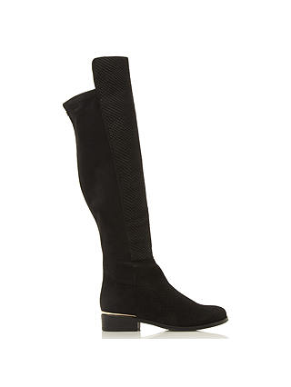 Dune Trish Luxe Reptile Effect Over the Knee Boot, Black Leather