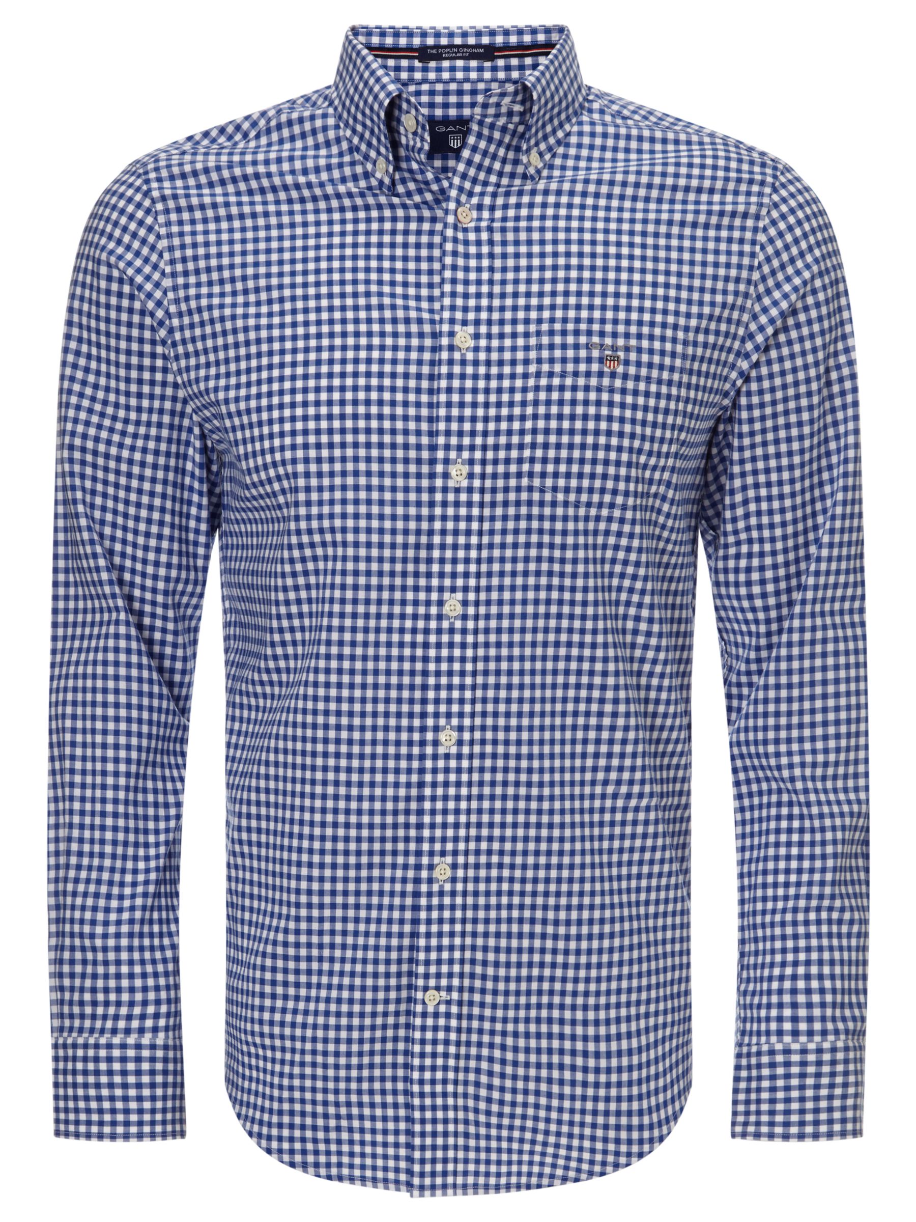 GANT Regular Fit Poplin Gingham Shirt, Yale Blue at John Lewis & Partners