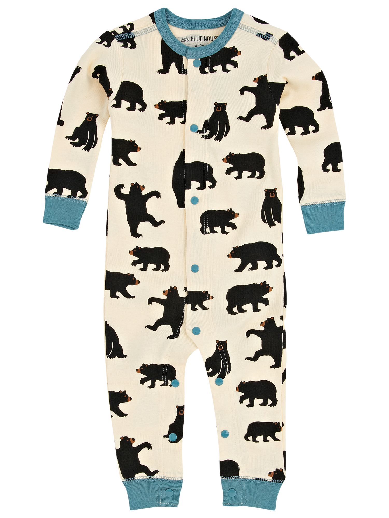 Hatley Baby Bear Sleepsuit, Cream at John Lewis & Partners
