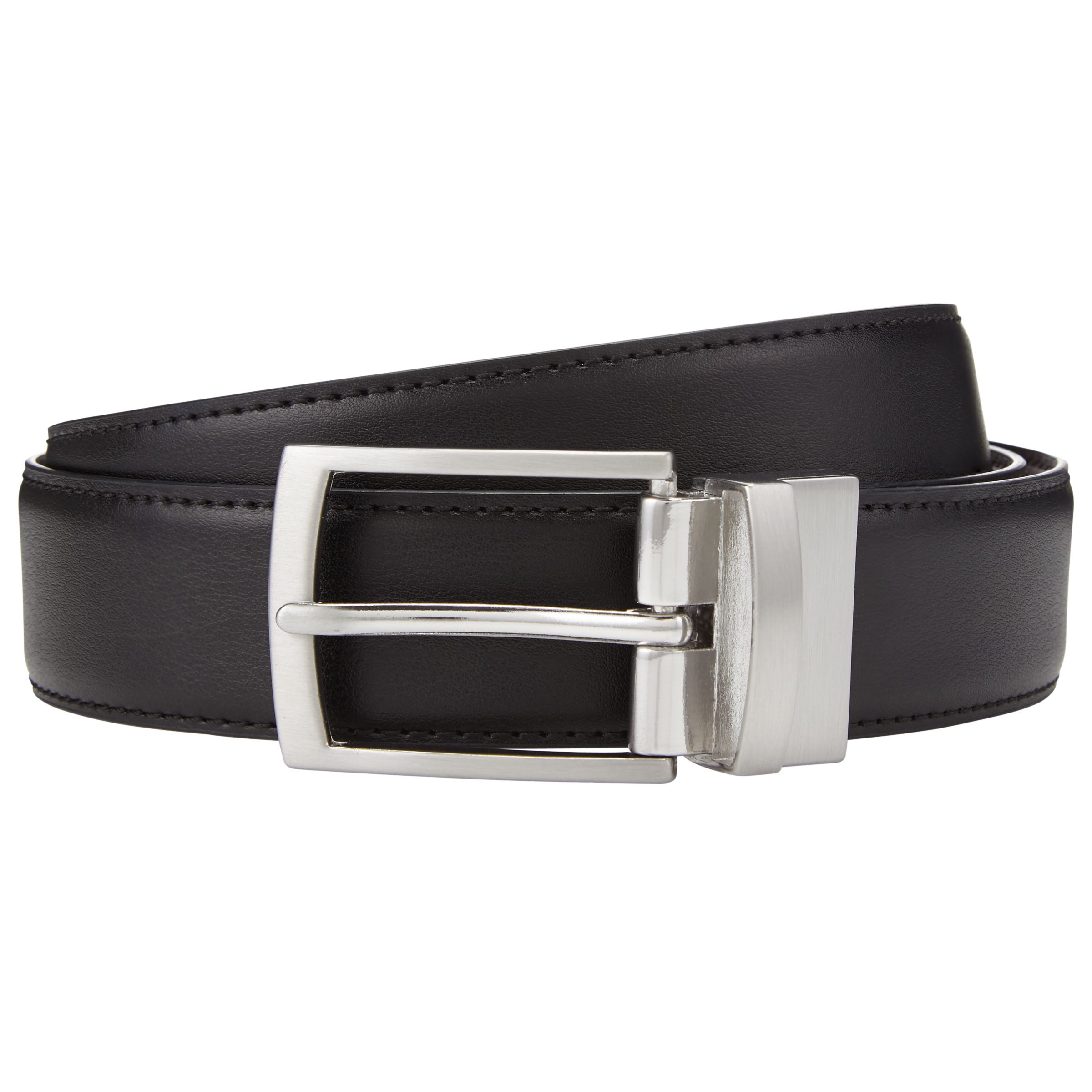 John Lewis Reversible Leather Belt, Black/Brown at John Lewis & Partners