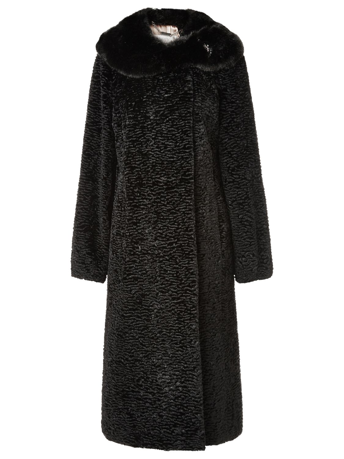 Jacques Vert Faux Fur Astrakhan Coat, Black