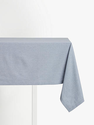 John Lewis & Partners Chambray Weave Cotton Tablecloth, Powder Blue