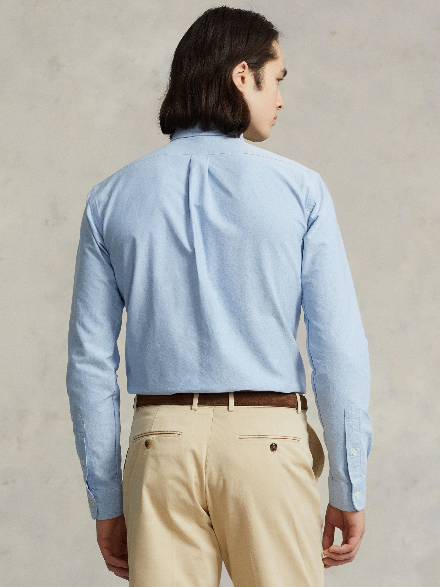 Polo Ralph Lauren Custom Fit Oxford Shirt, Bar Blue at John Lewis ...
