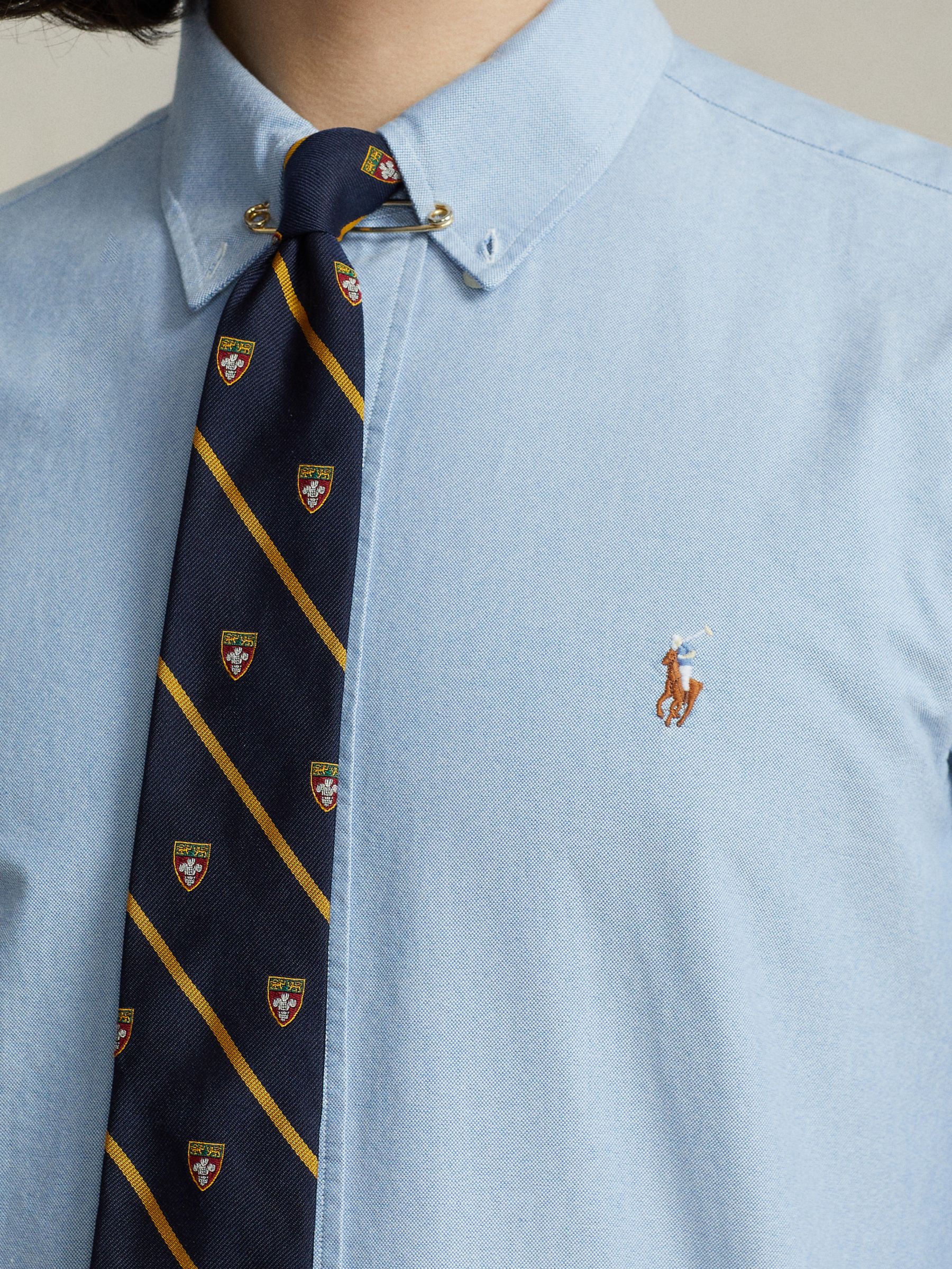 Polo Ralph Lauren Custom Fit Oxford Shirt, Bar Blue at John Lewis ...