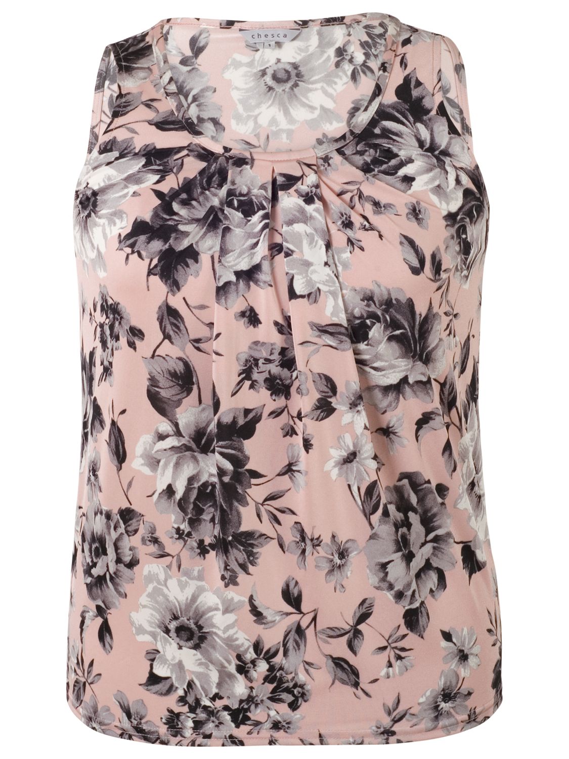 Chesca Rose Print Tuck Top, Powder Pink