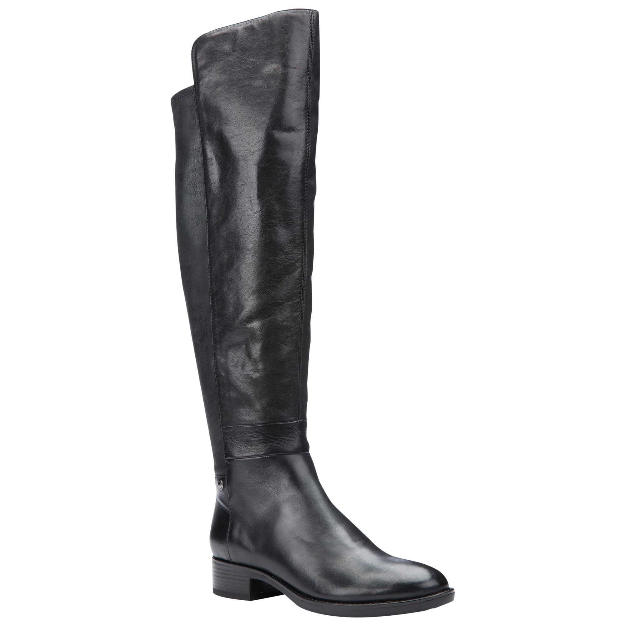 Geox Felicity J Block Heeled Over the Knee Boots, Black Leather, 5.5