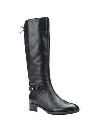 Geox Felicity A Block Heeled Knee High Boots, Black Leather