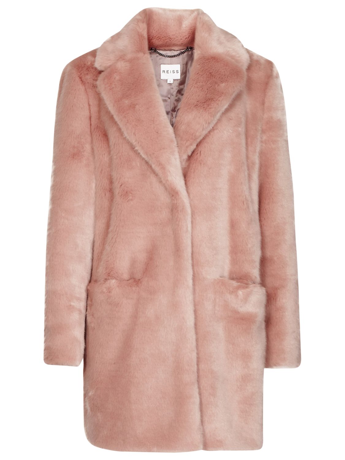 Reiss Alba Faux Fur Coat, Warm Pink at John Lewis & Partners