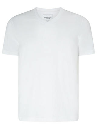 John Lewis & Partners Organic V Neck T-Shirt, White