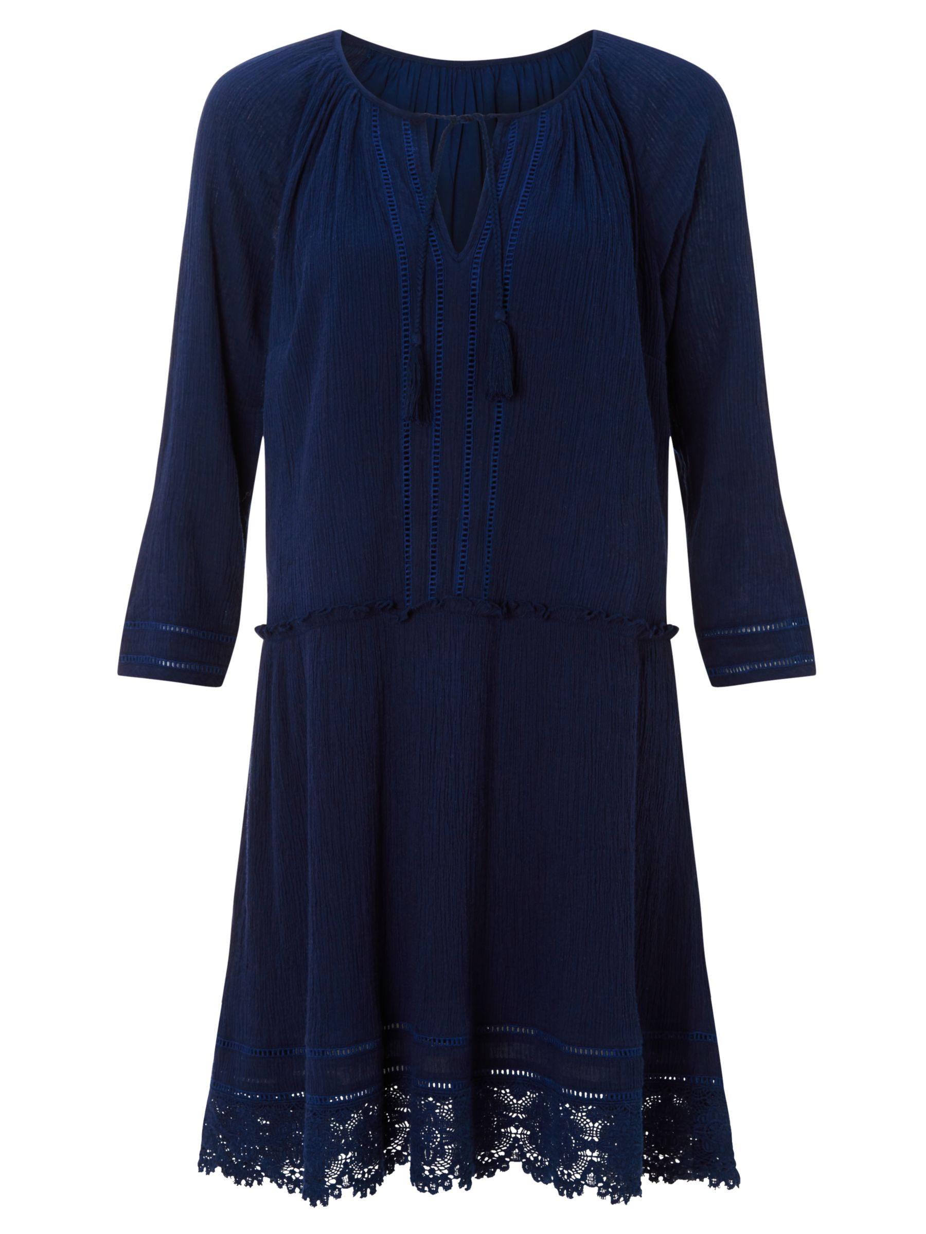 Buy Collection WEEKEND by John Lewis Lace Trim Dress, Navy | John Lewis