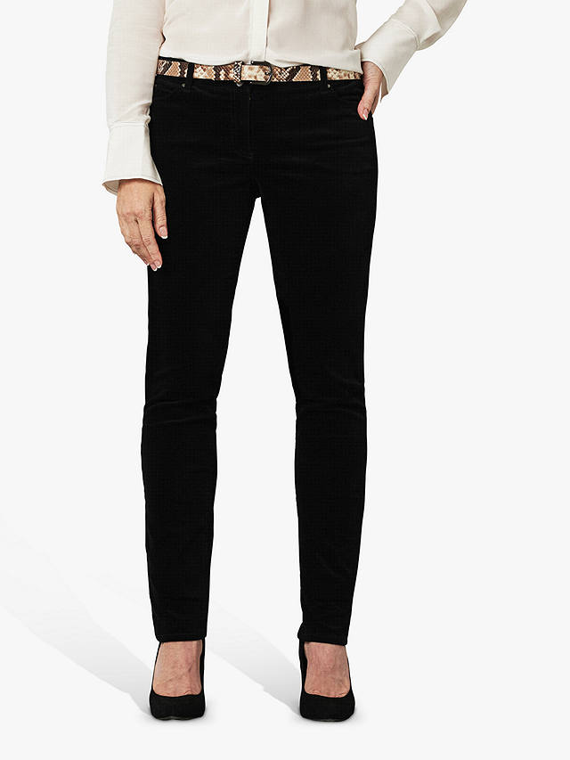 Pure Collection Washed Velvet Jeans, Blck