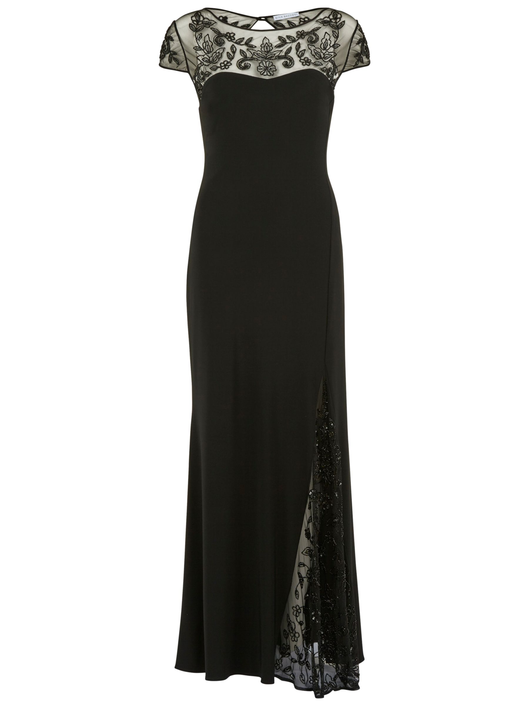Gina Bacconi Beaded Jersey Maxi Dress, Black