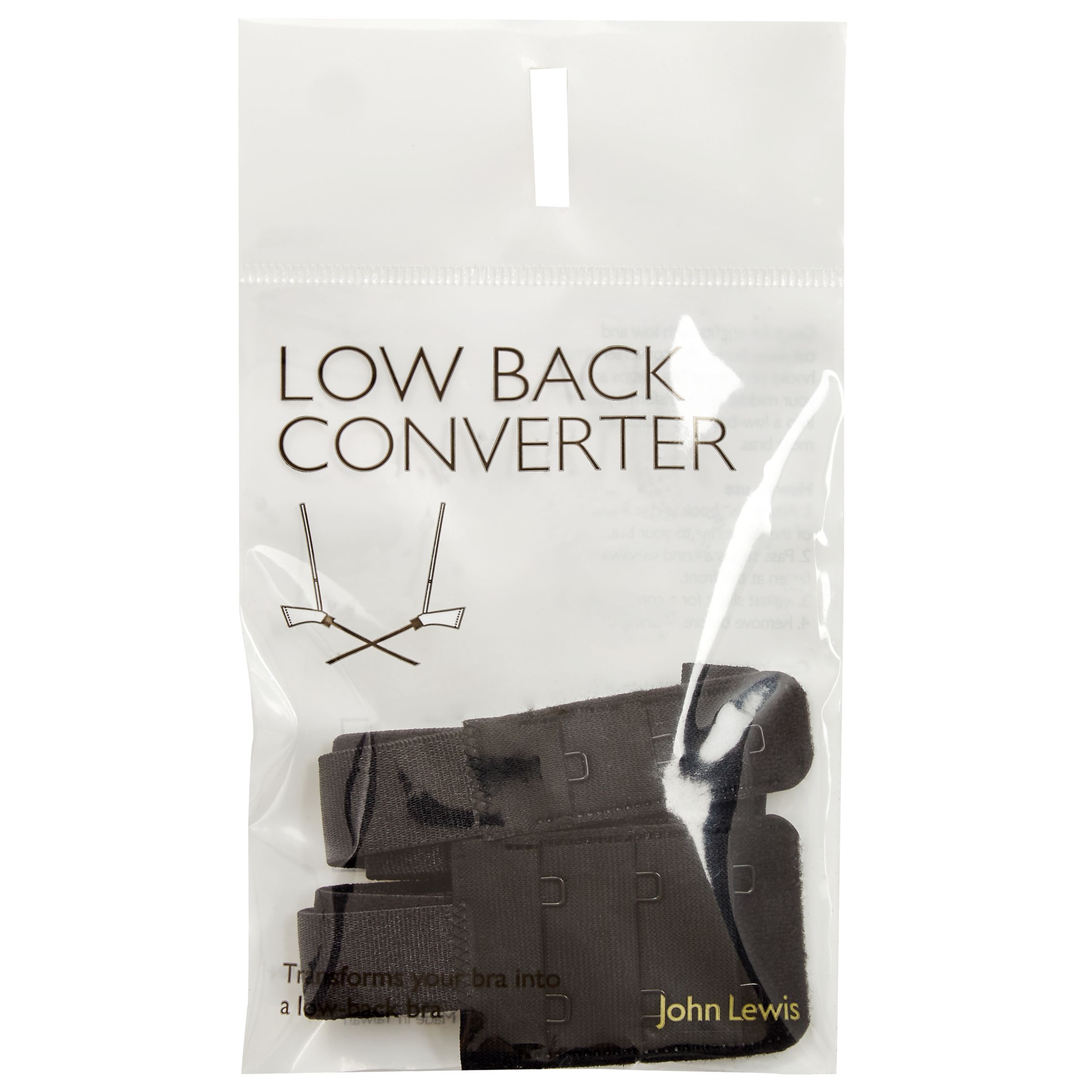 John Lewis Low Back Converter Straps, Black at John Lewis & Partners