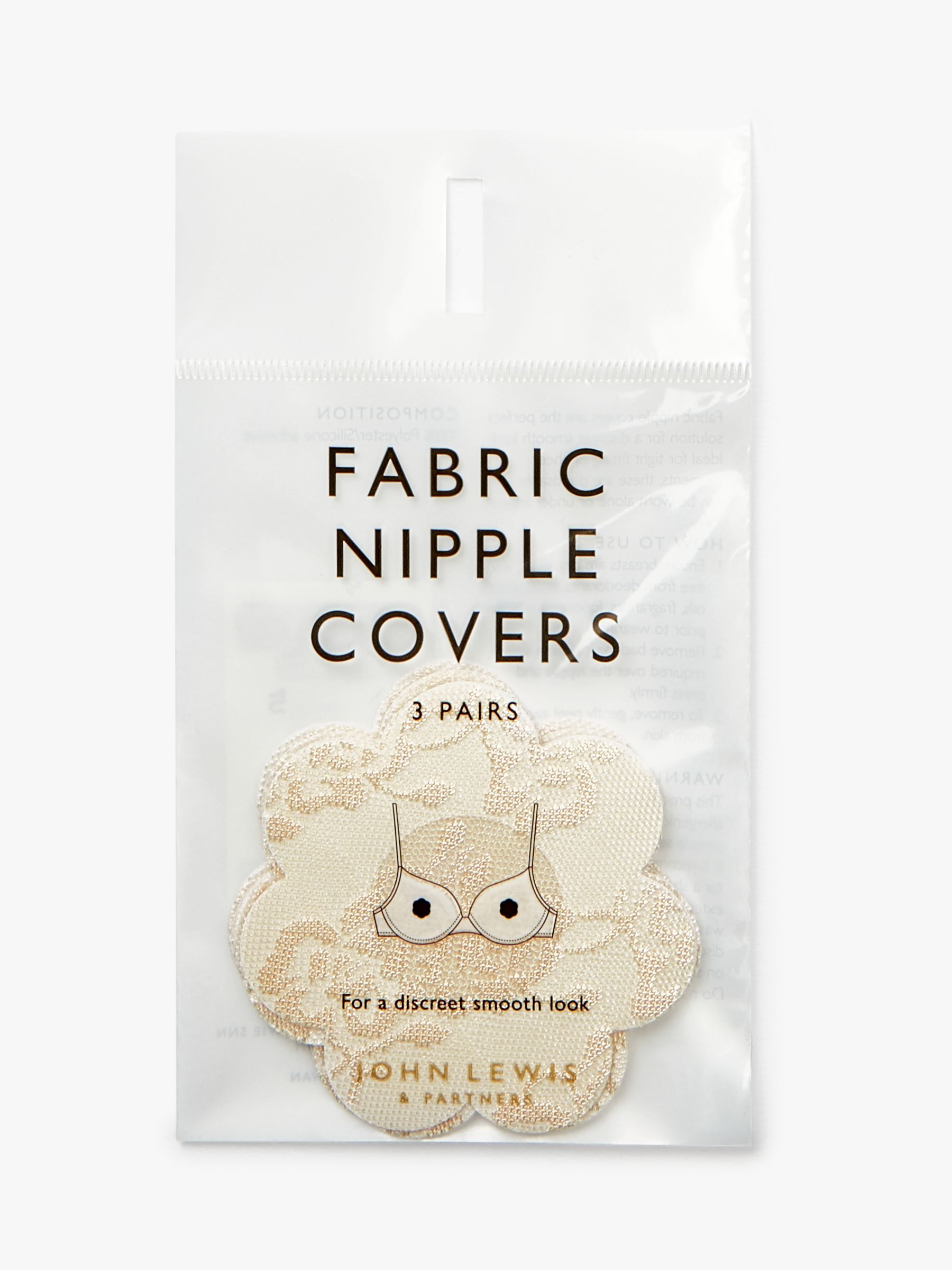 John Lewis 3 Pack Fabric Nipple Covers, Almond