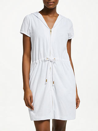 John Lewis & Partners Zip Towelling Dress, White