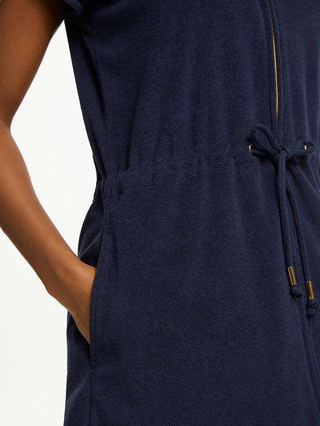 John Lewis Zip Towelling Dress, Navy