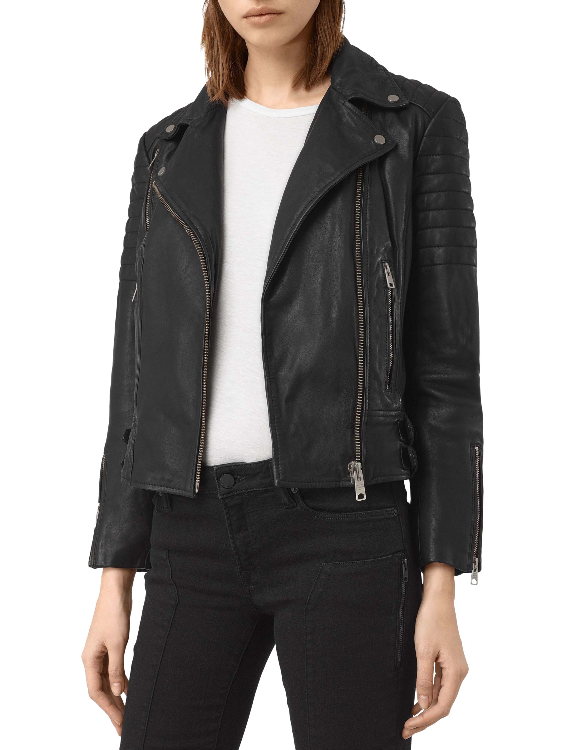 AllSaints Papin Leather Biker Jacket, Black