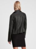 AllSaints Leather Cargo Biker Jacket, Black/Grey