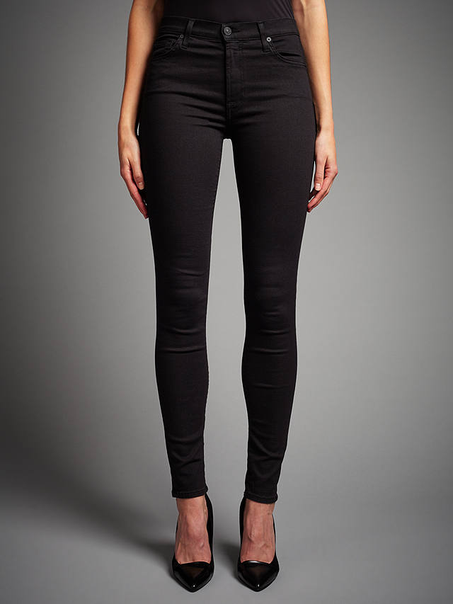 7 For All Mankind High-Waist Skinny Jeans, Phoenix Black at John Lewis & Partners